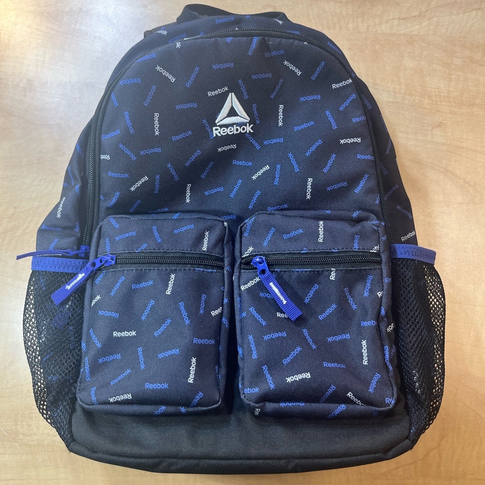 Reebok Sienna Backpack Black And Blue Locker Fit Size Padded Back  NWOT